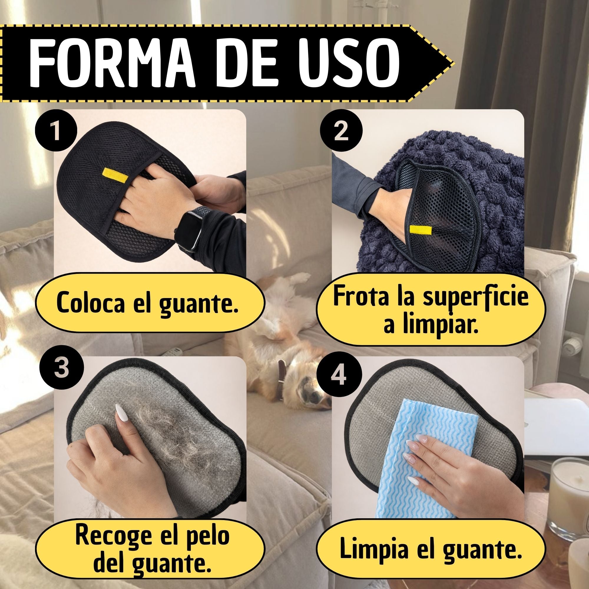 Guante Removedor Quita Pelos para Mascotas