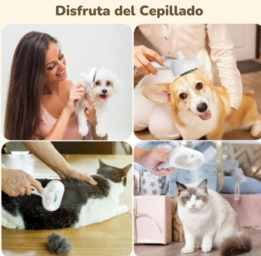 Cepillo con Vapor Quita Pelo para Mascotas