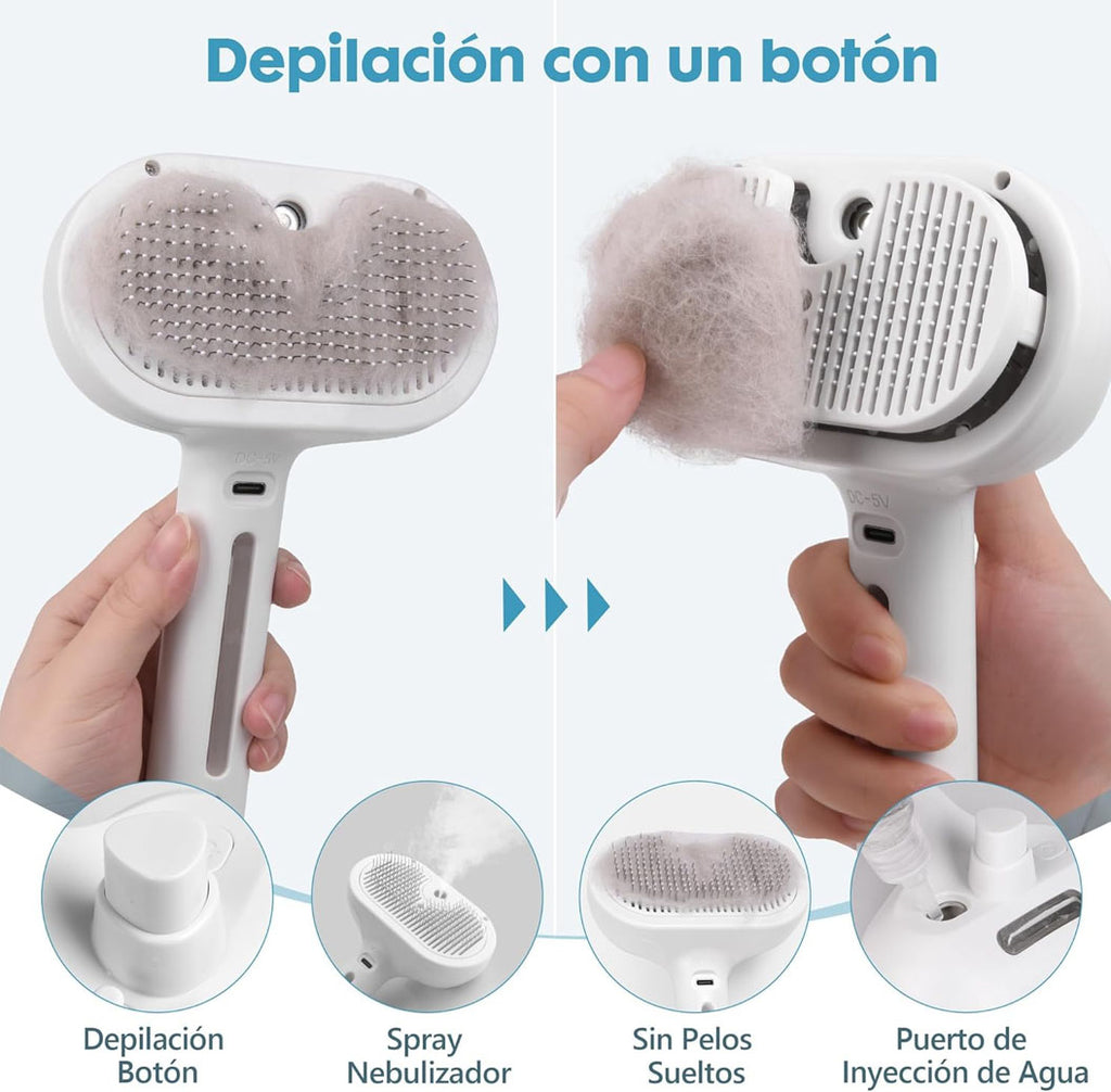 Cepillo con Vapor Quita Pelo para Mascotas