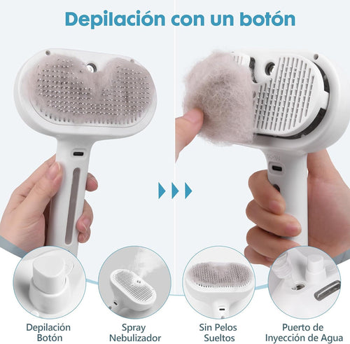 Cepillo con Vapor Quita Pelo para Mascotas