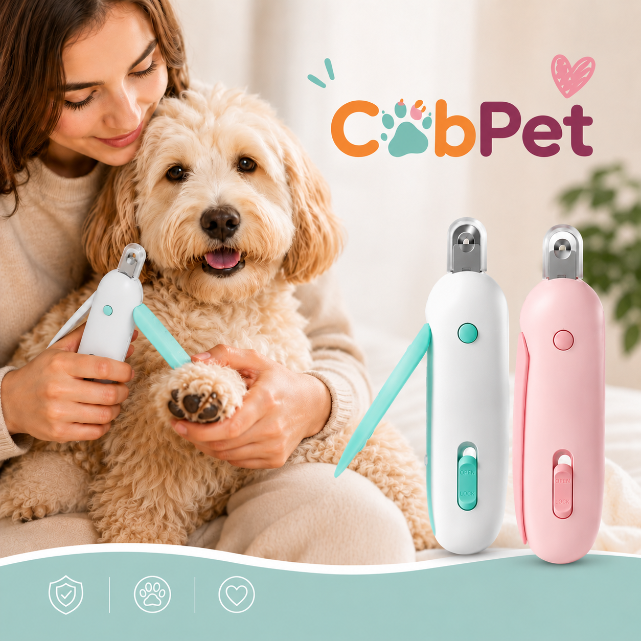Cortaúñas Profesional para Mascotas con Lima y Recolector