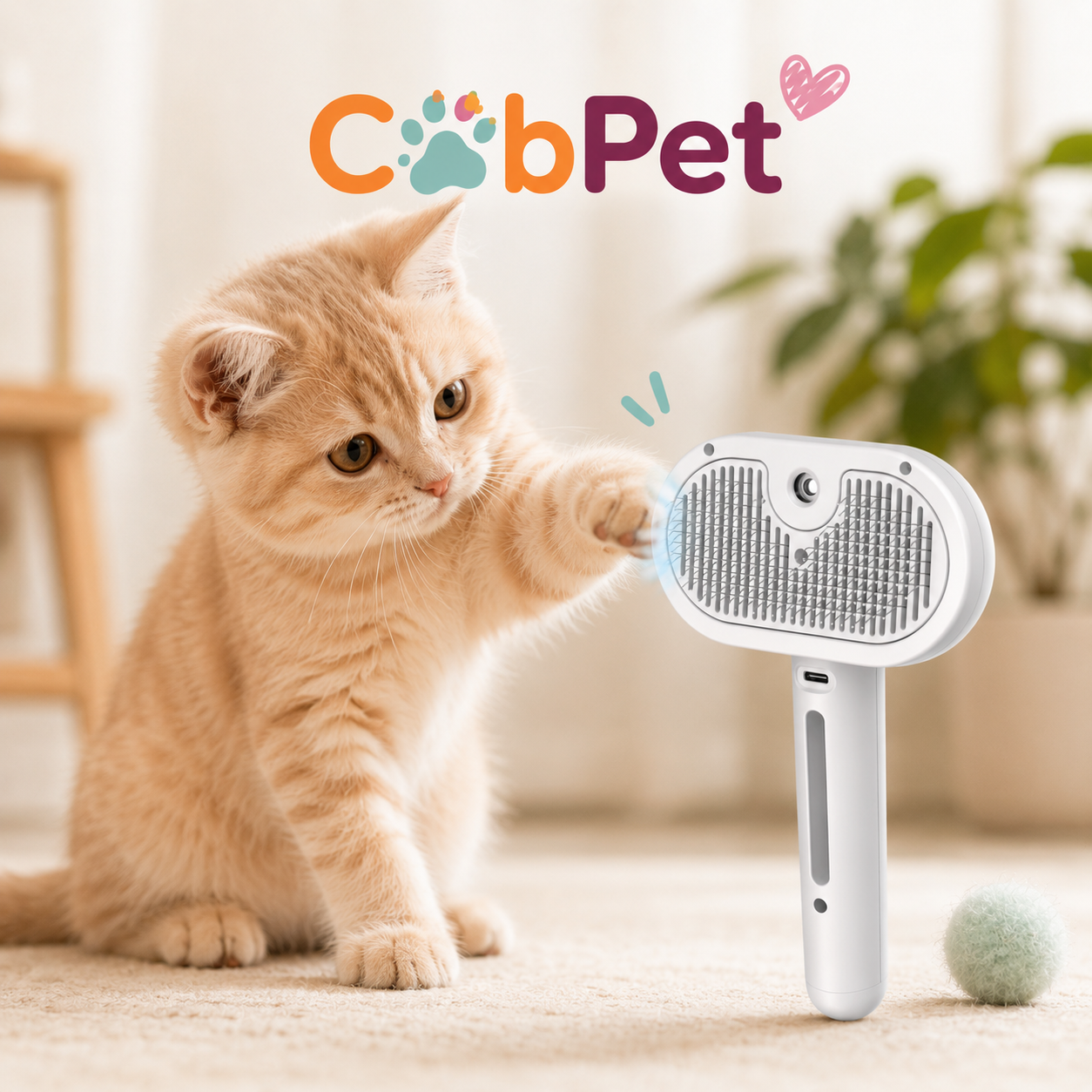 Cepillo con Vapor Quita Pelo para Mascotas